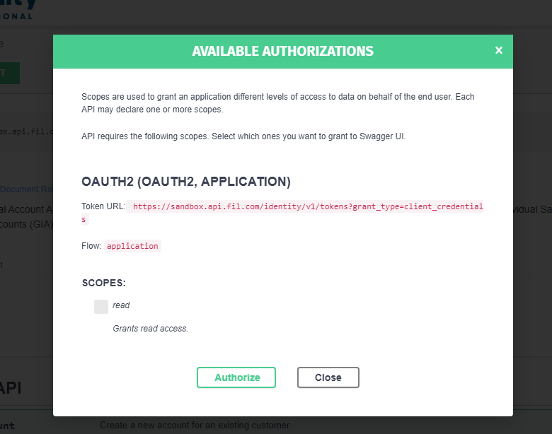 authorize modal